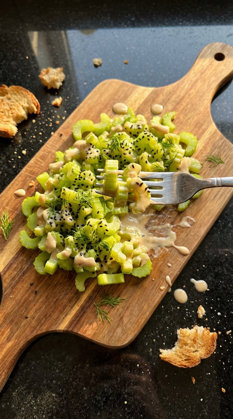 Celery Salad with Tahini Dressing