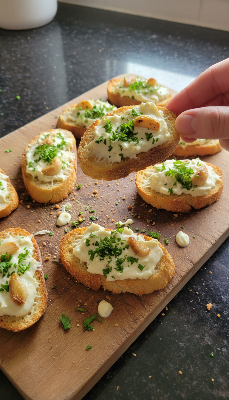 Roasted Garlic Aioli Crostini