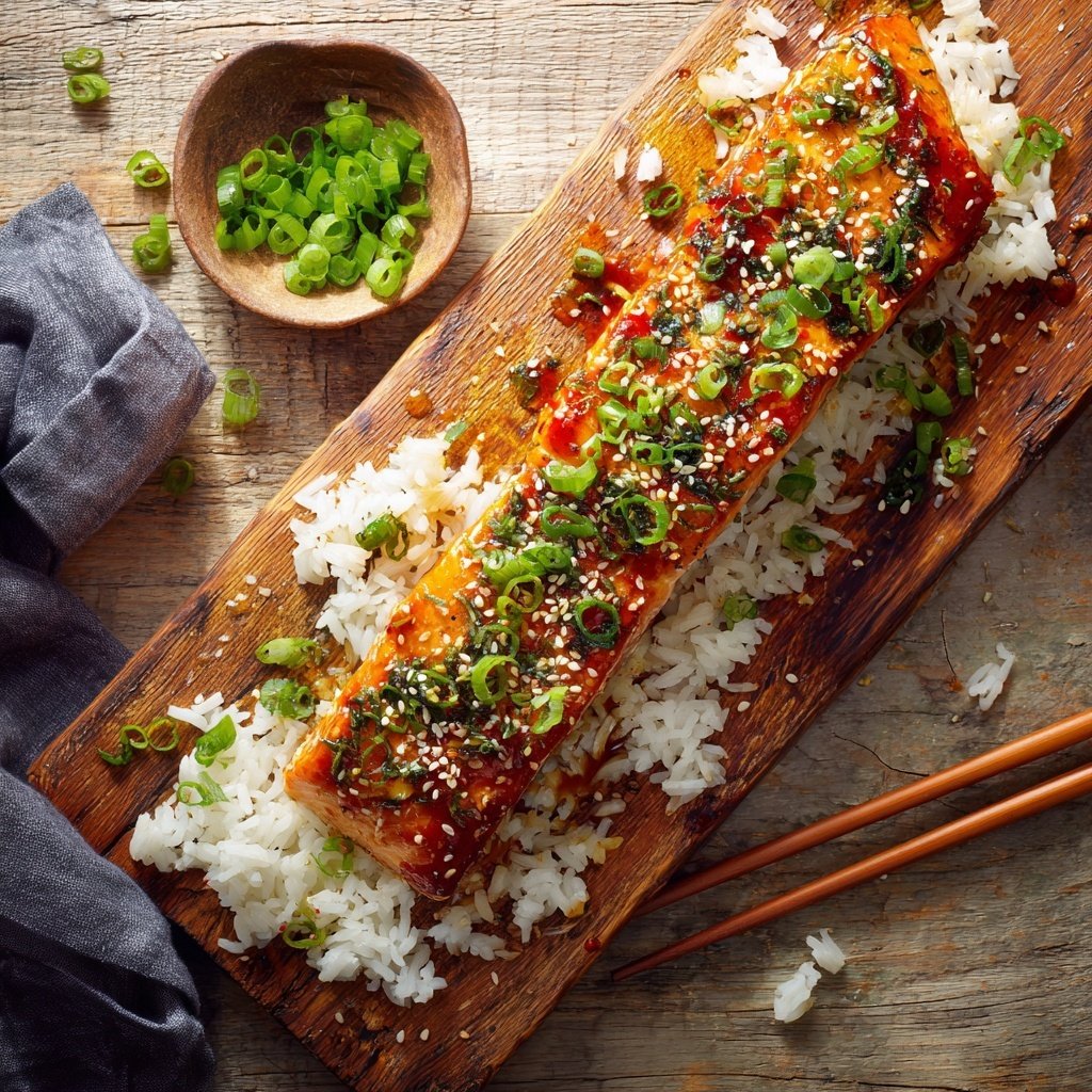 Sriracha Honey Salmon with Rice