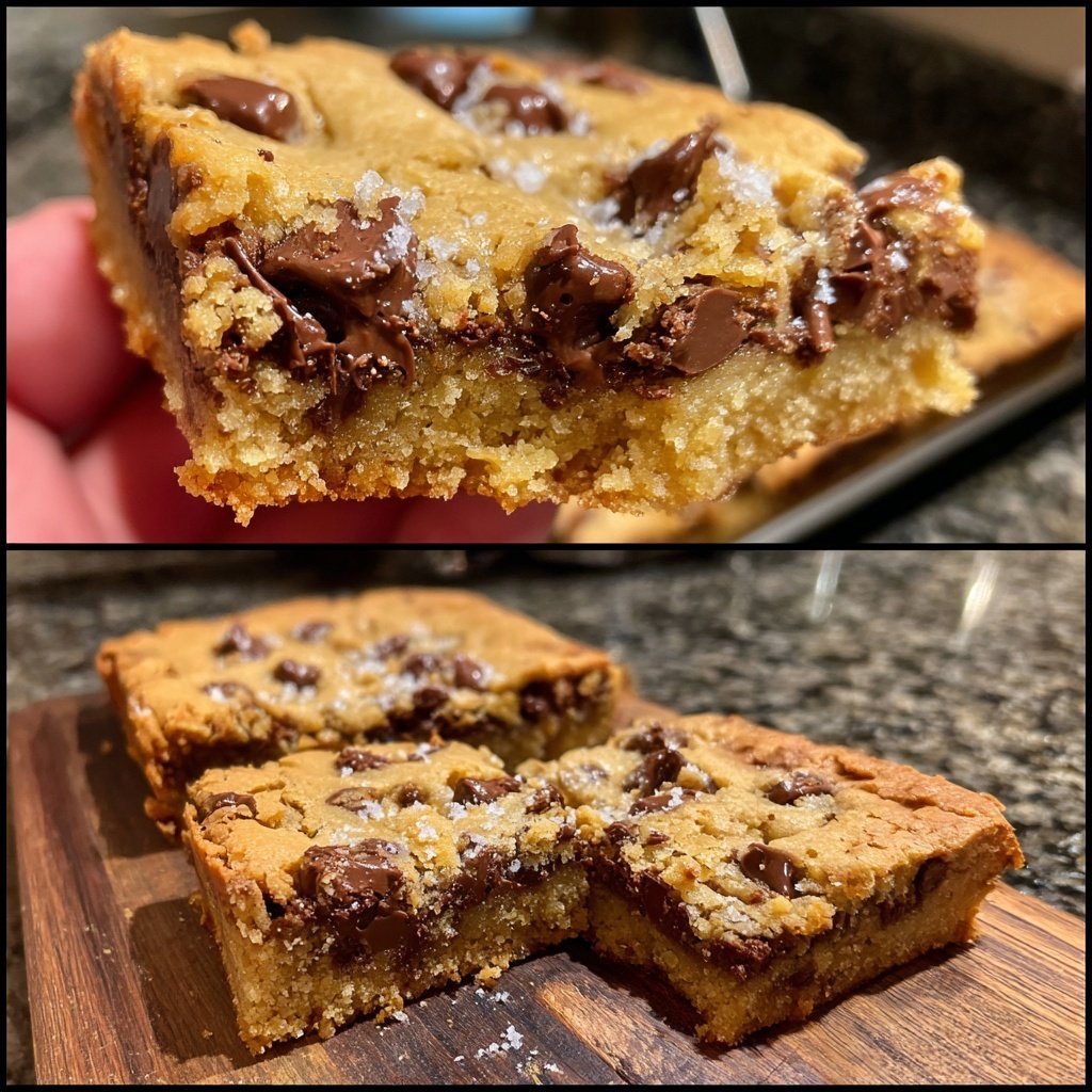 Soft and Gooey Chocolate Chip Cookie Bars​
