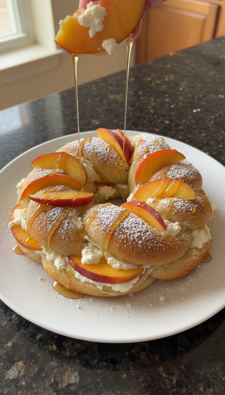 Peachy Cottage Cheese Bagel Twist