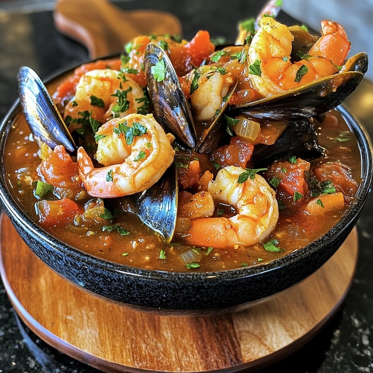 Cioppino Seafood Stew with Tomato Broth