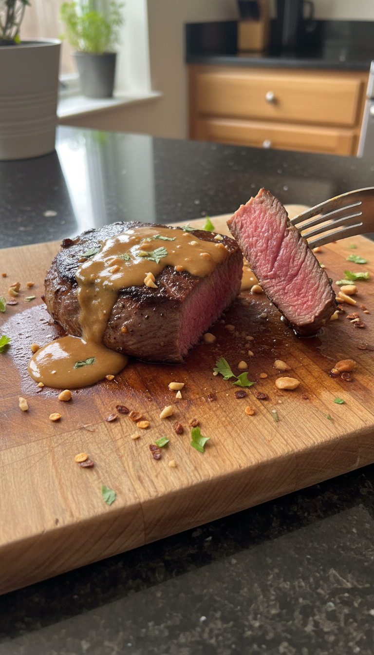 Filet Mignon with Thai Peanut Sauce
