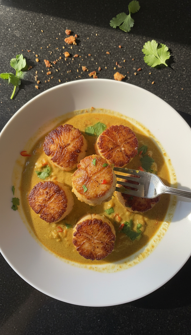 Coconut Curry Seared Scallops