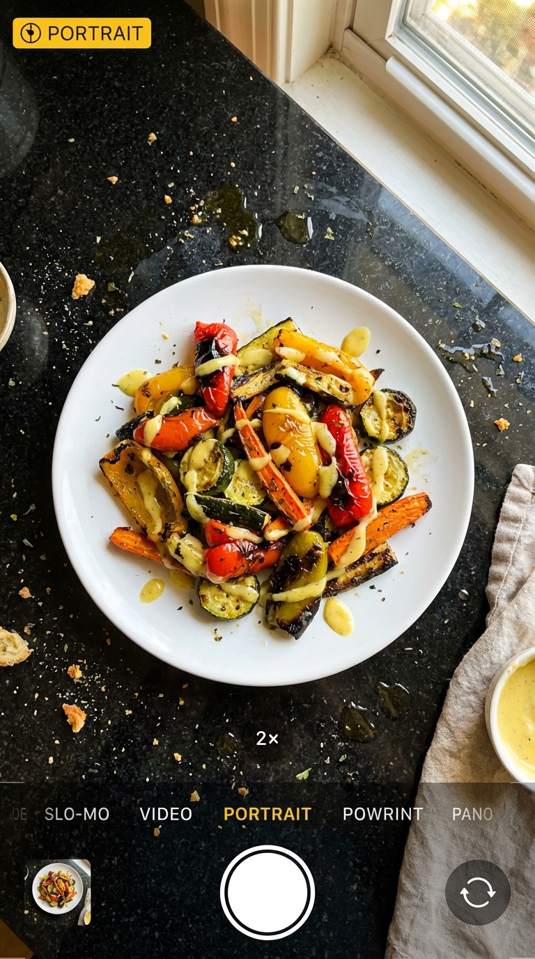 Aioli Drizzled Roasted Veggies